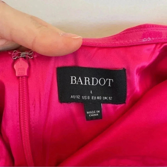 Bardot Lorella Midi Dress Candy Pink Formal One Shoulder Side Slit Size 8 Large - Picture 8 of 13